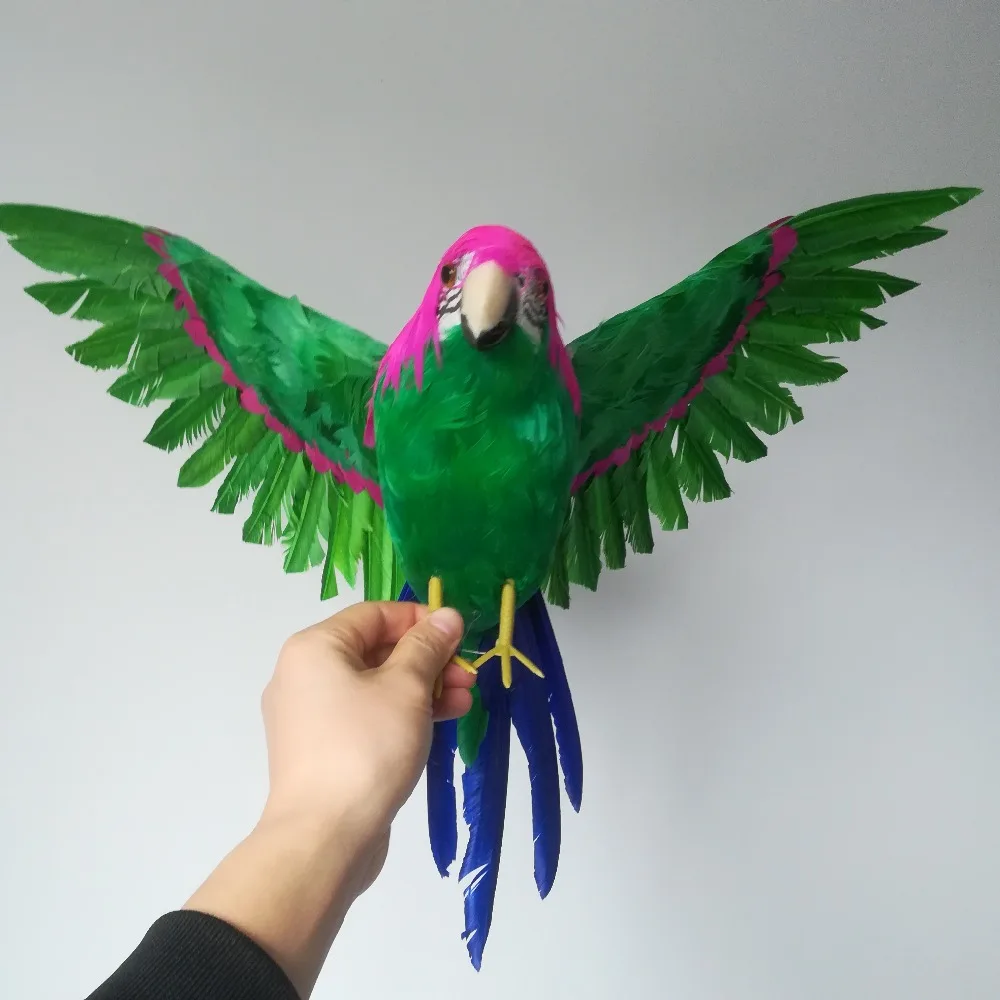 new real life green parrot model foam&feather wings parrot gift about 42x60cm d0185