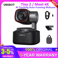 OBSBOT Tiny 2 4k Meet 4K Powered PTZ Webcam Auto-Framing Gesture Tracking Control HDR Dual Omni-Directional Mic Recording