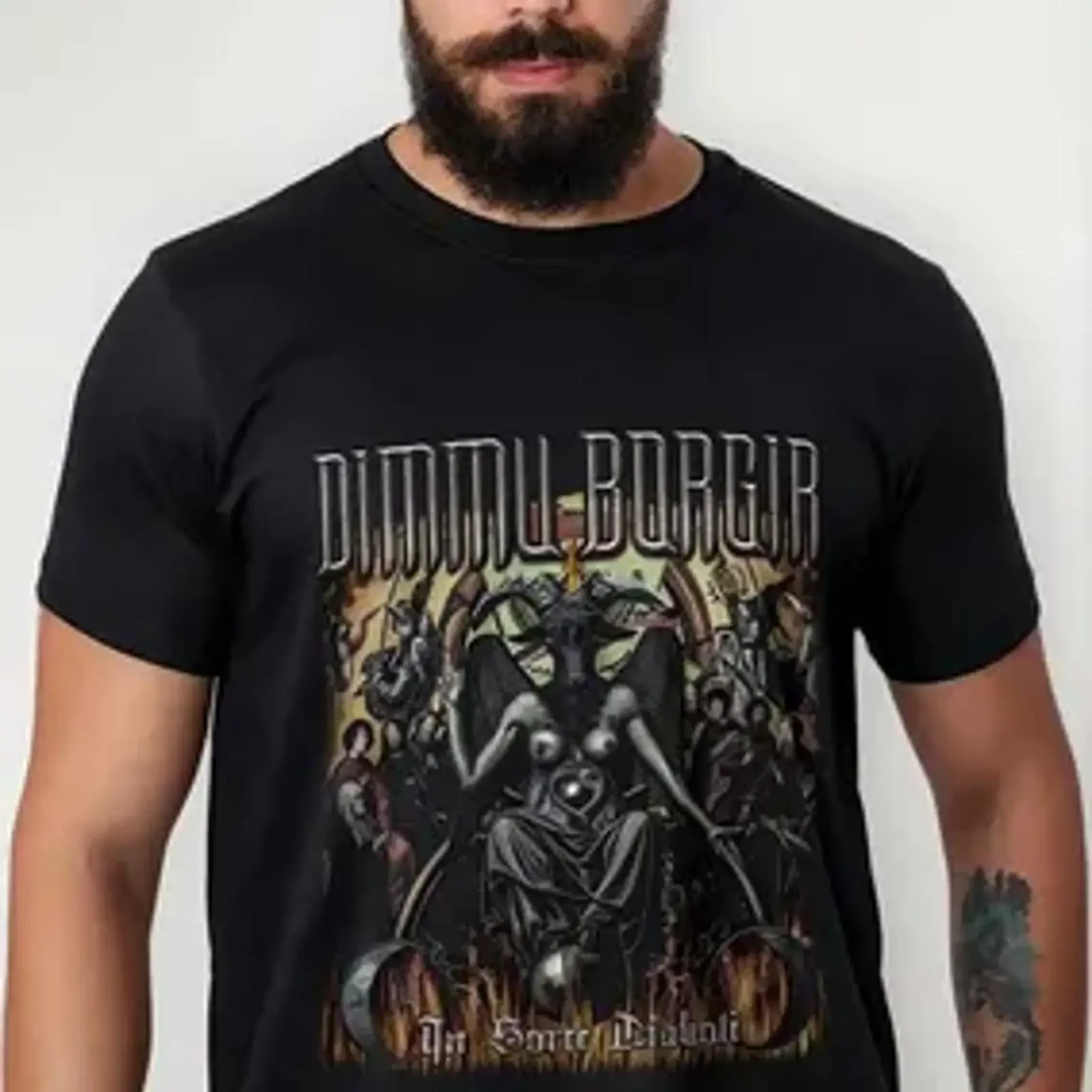 Camiseta Vintage Dimmu Borgir In Sorte Diaboli MercadoLivre, Lavada, Respirável, Ligeiramente Elástica, Estilo Streetwear Masculino