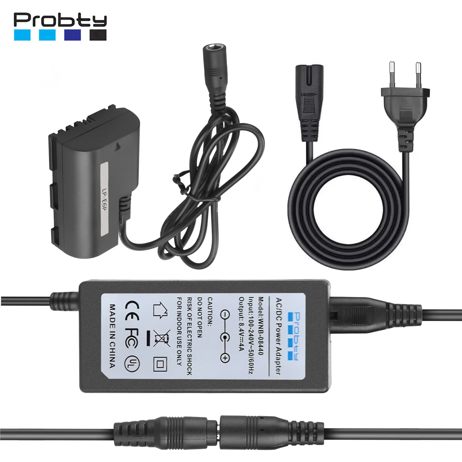 Probty LP-E6P lp e6p Dummy Battery ACK-E6 AC Power Adapter DC Coupler Kit for CANON EOS R5 II R6 R5 R5 Mark II Camera