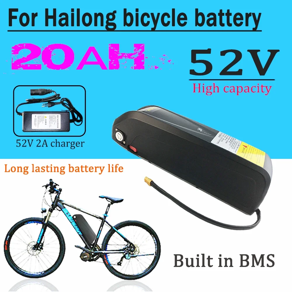 

EBike Battery Hailong 52V 20Ah For Electric Bicycle 1500W 1000W 750W 500W 350W 250W+charger