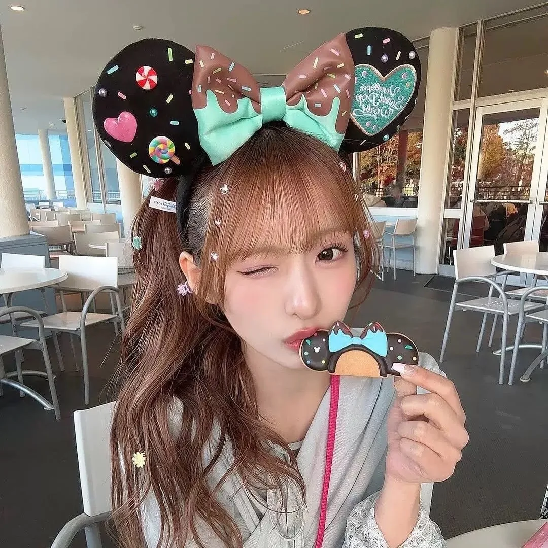 

New Cute Disney Mickey Headband Cartoon Bow Women's Dessert Love Face Wash Headband Festival Performance Photo Princess Headband
