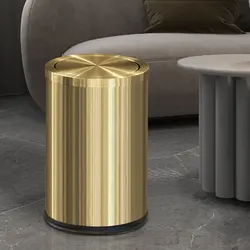 9L Stainless Steel Trash Can Simple Metal Gold Elegant Bathroom Garbage Bin House Container Trash Recycling Cleaning Tools