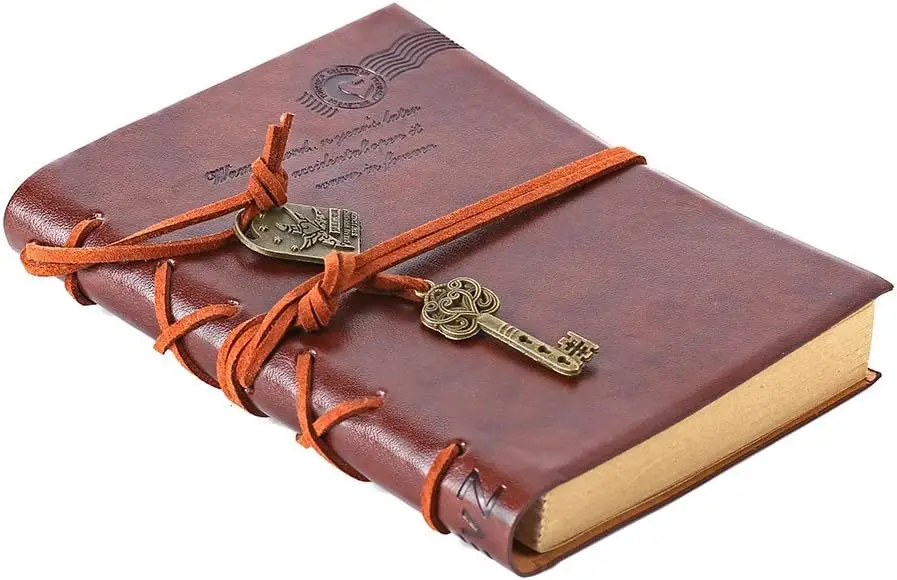 Leather Writing Journal Notebook Classic Key Bound Retro Vintage Notebook Diary Sketchbook Gifts with Unlined Travel Journals