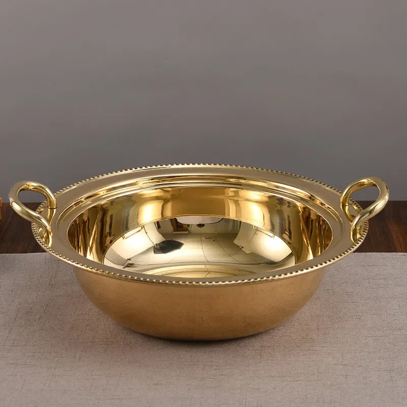Heavy Duty Copper Hot Pot Induction Cooker Compatible Yuanyang Split Design for Seafood Steam Mutton Skewers Restaurant