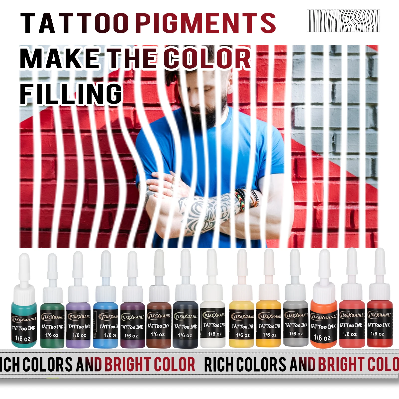 

7/10/14 Color Tattoo Ink Set, Tattoo Kit - 0.17oz/Bottle, Suitable for Beginners And Tattoo Artists, Long-lasting & Easy
