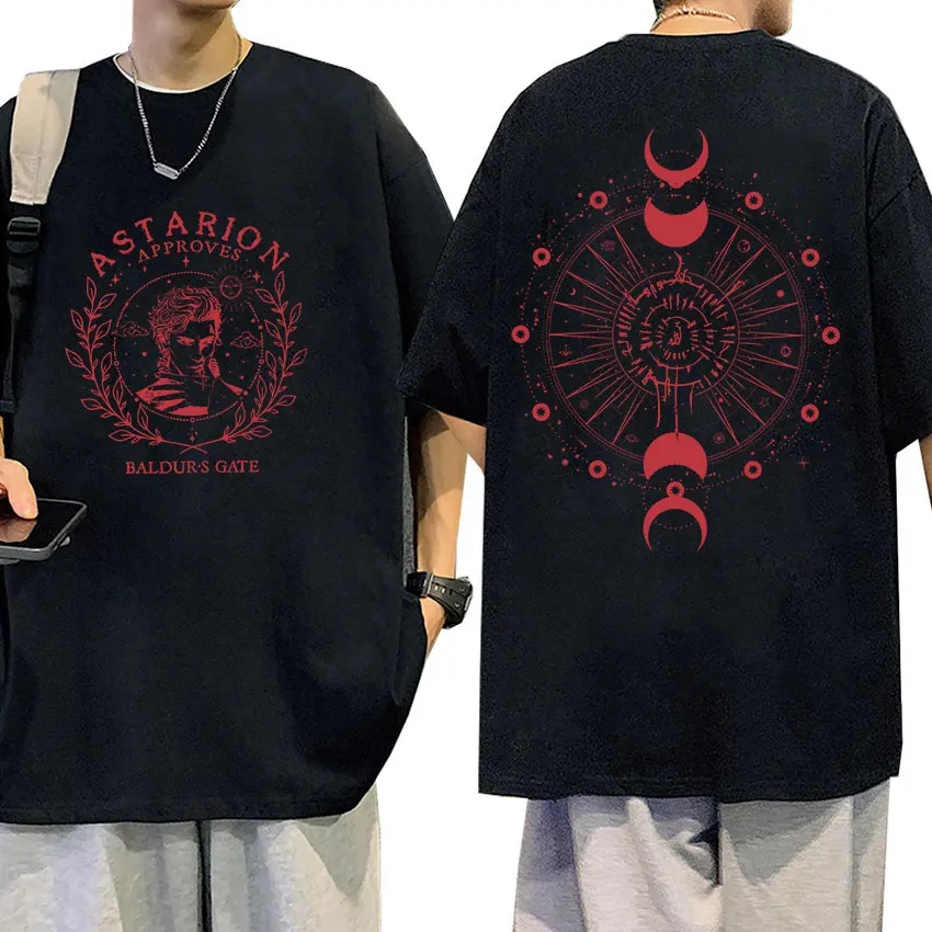 Retro Astarion Baldur's Gate 3 Graphic T Shirt Men's Women Fashion Oversized Cotton T-shirt Harajuku Clothing Tops Men T Shirts