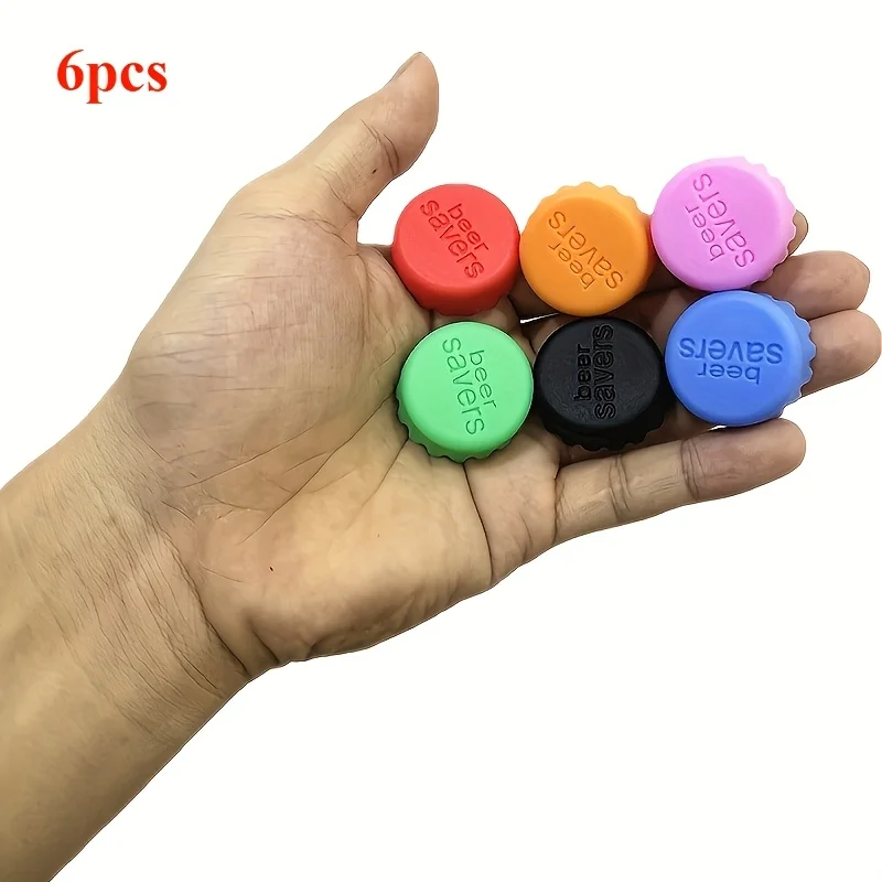 Random 6-Piece Set of Reusable Silicone Bottle Caps - Suitable for Sealing Beer, Wine, Vinegar, Etc. - Leak-Proof, Durable, Practical, and Colorful Beverage and Kitchen Storage Solutions