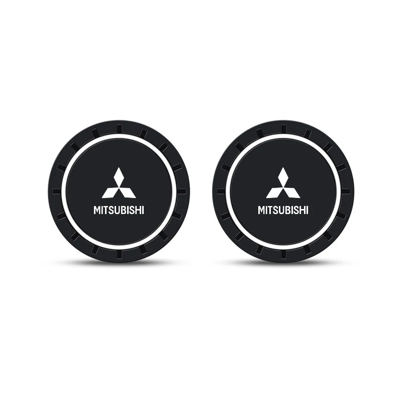 2pcs Car Coaster Water Cup Slot Non-Slip Pad Emblem For Mitsubishi Lancer 9 EX Outlander 3 ASX L200 Auto Interior Accessories