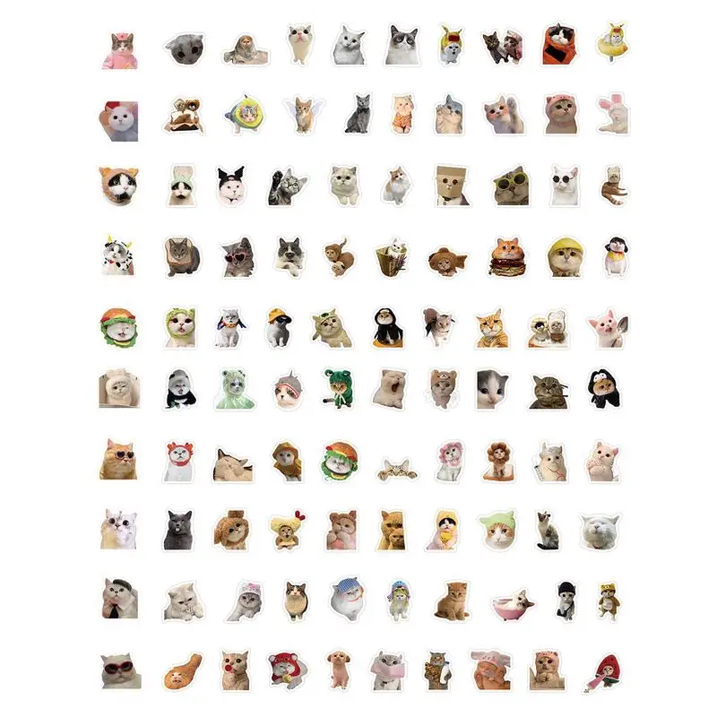 

100 шт., наклейки на бутылки с водой в виде кота