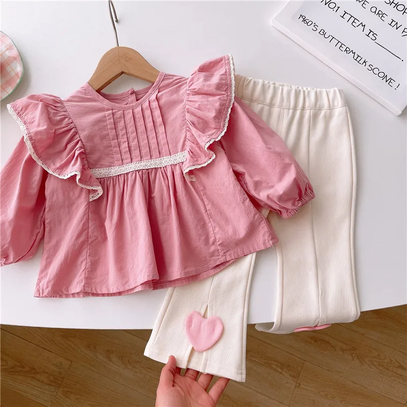 

Children's Blouses Lace Puff Sleeves Girls Blouse Toddler Girl Clothes Children Shirts Girls Tops Shirt for Girls 1 To 6 Years