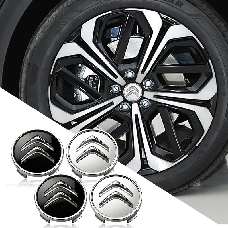4pcs 60mm Car Wheel Center Hub Cap Covers Auto Rim Cover Emblem Badge for Citroen C1 C2 C3 C4 C5 C6 C5X E-C4 C-Crosser C4 Cactus