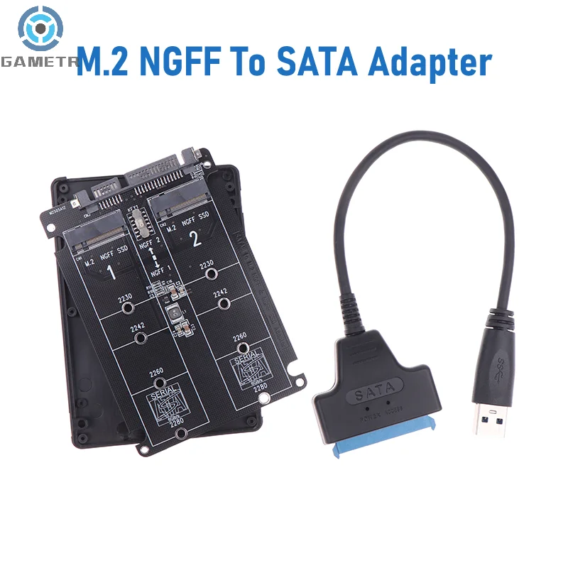 SATA Serial Port Adapter Card Converter, bandeja dupla, Cabo USB 3.0 para Laptop, Limite de velocidade, 2 Mouths, NGFF, SSD, M.2 a 2.5, 6Gbps