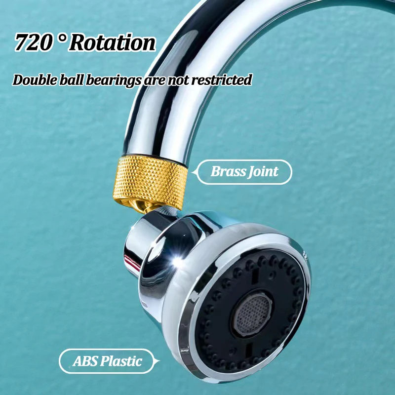 

360° Rotating Kitchen Faucet Aerator with 4 Modes Anti-splash Bathroom Tap Filter Nozzle Sink Washbasin Tap Extender Adapter