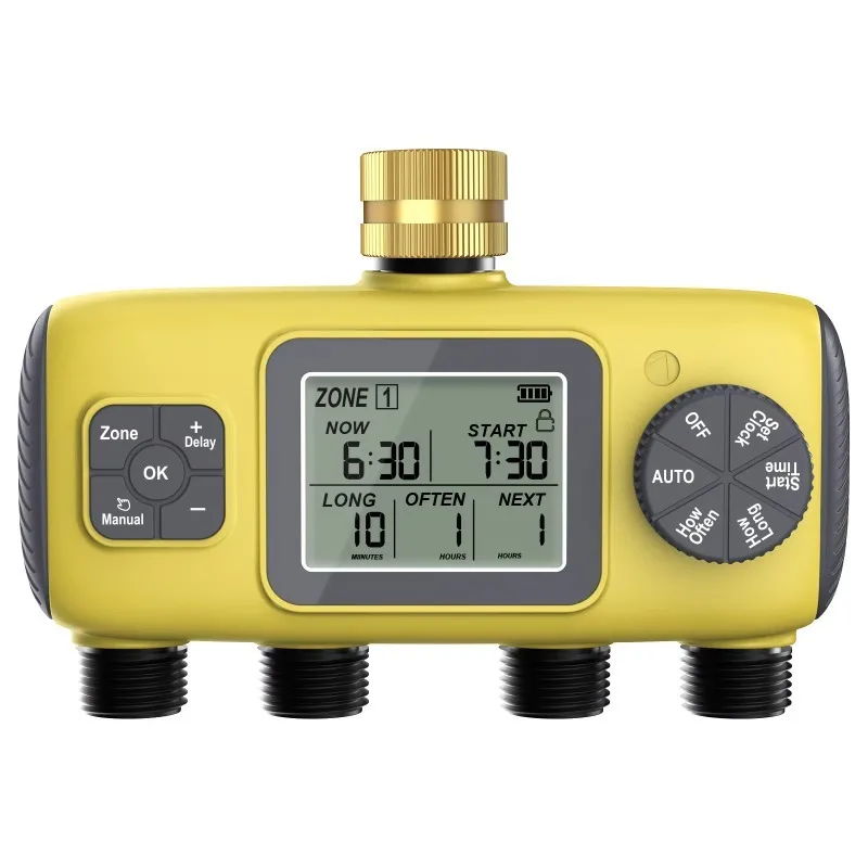 4 Zones Digital Water Timer Automatic Garden Irrigation Controller LCD Screen Rain Delay Function Hose Tap Sprinkler Timer
