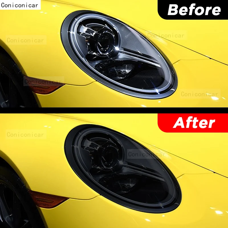 Car Headlight Tint Anti-Scratch Smoked Black Protective Film Self Healing TPU Stickers For Porsche 911 2017-2018 Accessories