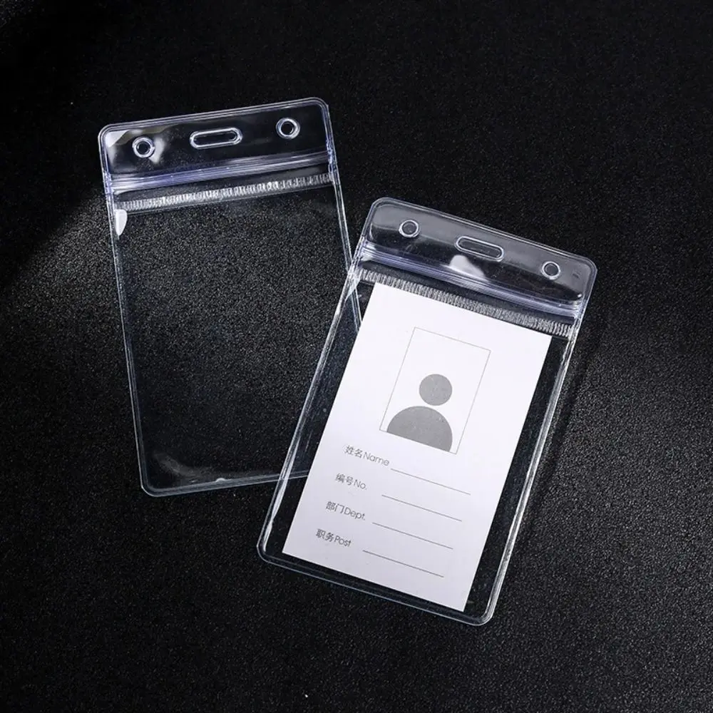 1PC PVC Sealed Card Sleeve Transparent Waterproof ID Card Badge Holder Vertical/Horizontal Name Card Protector Cover