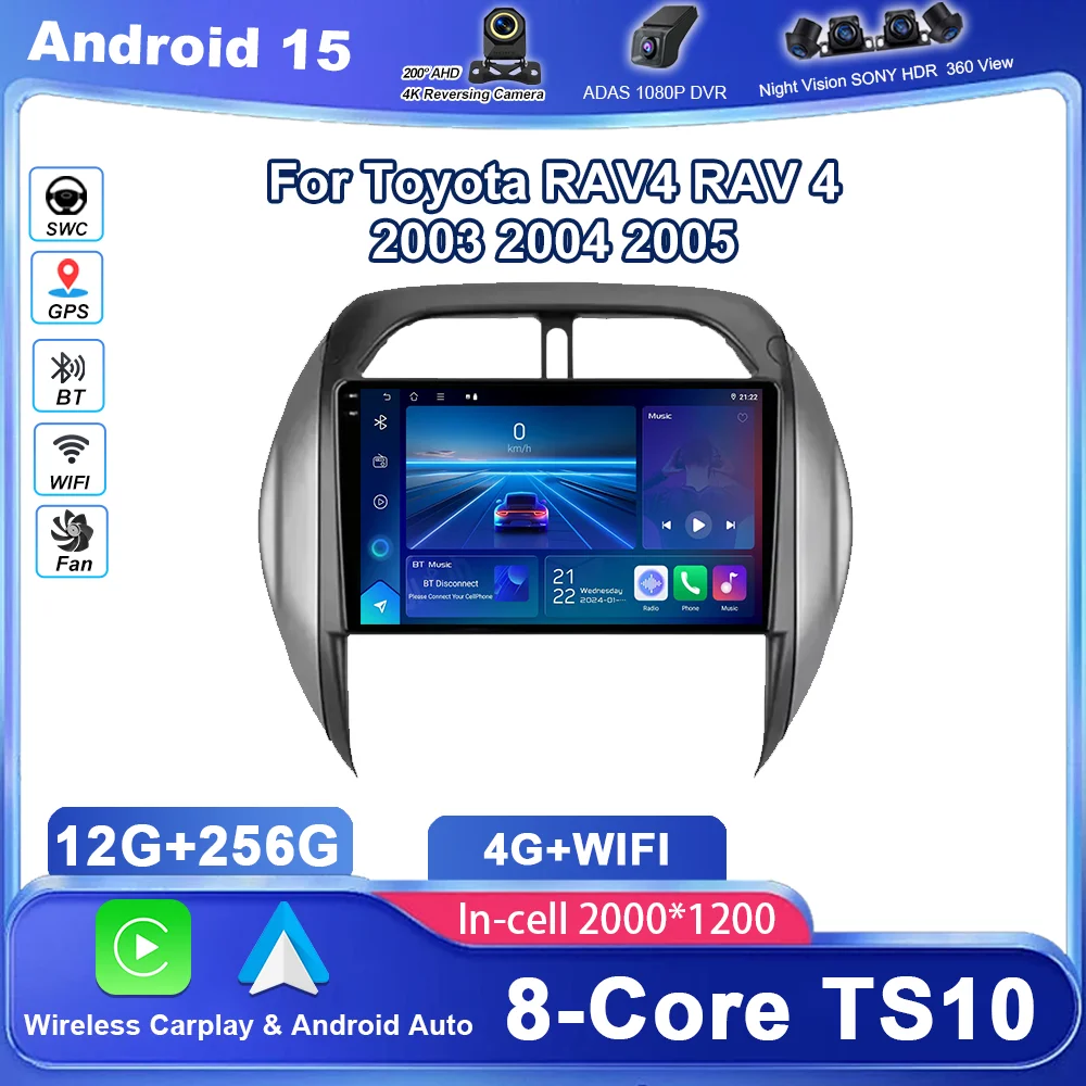 

Android 15 Car Radio Carplay For Toyota RAV4 RAV 4 2003 2004 2005 Auto Multimedia Video Player Navigation GPS Autoradio Stereo
