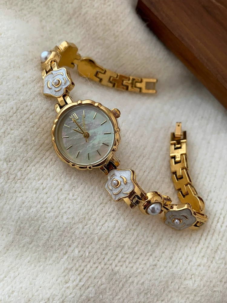 

Elegant Ladies Quartz Watch 22mm Gold Light Luxury Waterproof Casual Wristwatch High End Jewelry Gift Box Birthday Gift