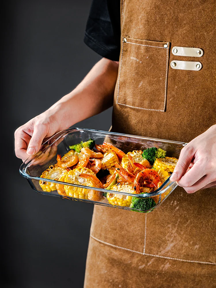 

Жаропрочное стеклянное прямоугольное блюдо для запекания (форма для выпечки) для духовки и микроволновой печи, для домашнего использования, посуда для приготовления пищи