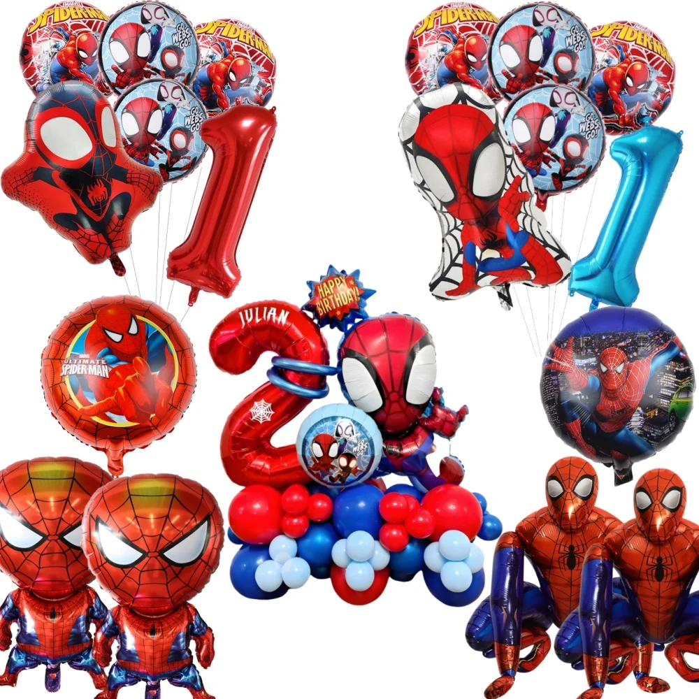 Globos Gigantes de Spidey, Decoraciones de Cumpleaños de los Vengadores, Globos con Números del 1 al 9, Accesorios para Fotos de Superhéroes, Artículos para Fiestas Infantiles, Recompensas para Niños