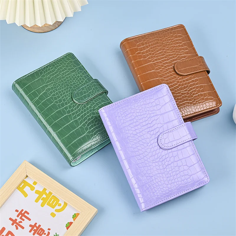 A7 Crocodile Color 6 Ring Binder PU Clip-on Notebook Leather Loose Leaf Notebook Cover Notebooks Journal Stationery