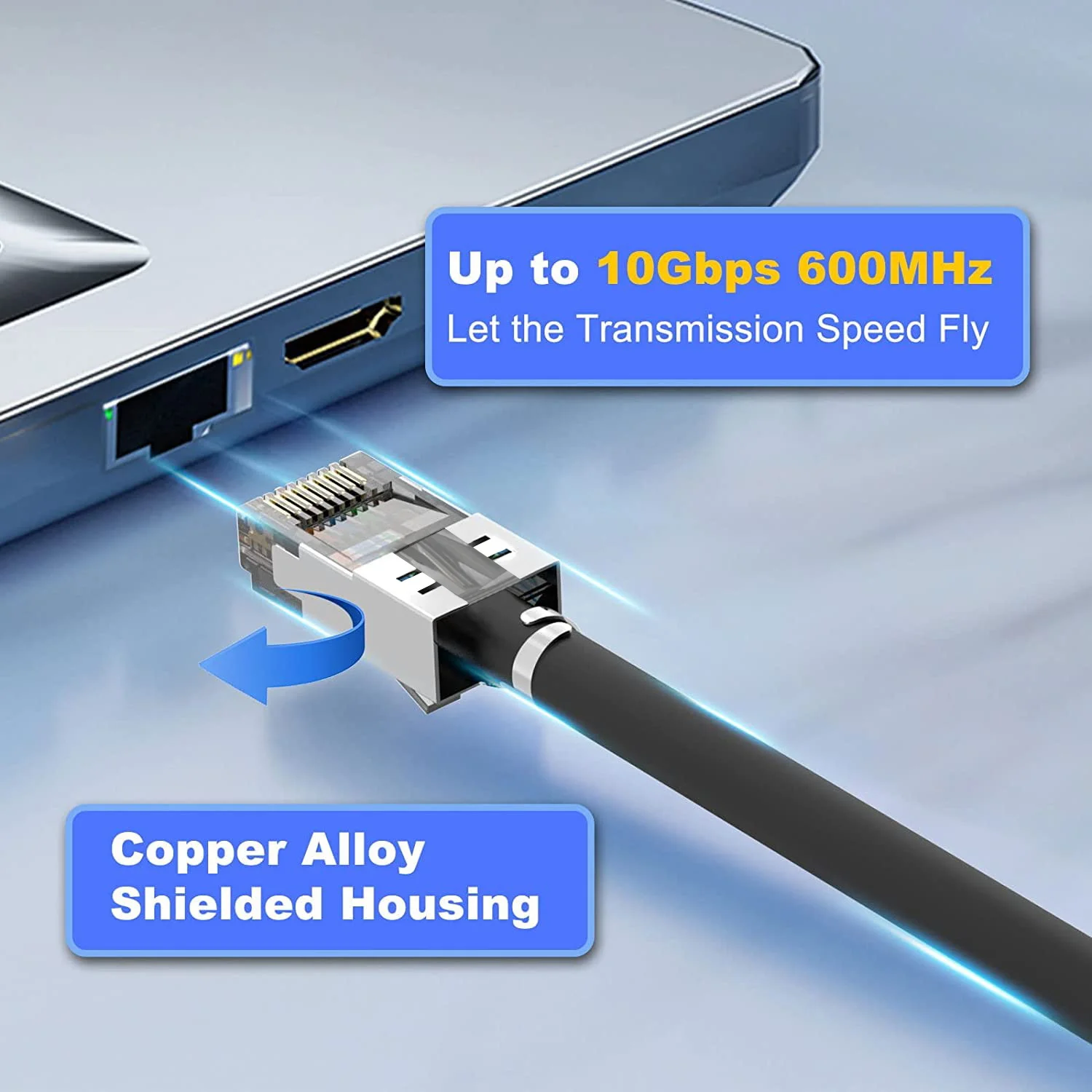 ZoeRax CAT6A CAT7 Connector, RJ45 Connectors Pass Through CAT6A CAT7 Shielded, 3-Prong with Strain Relief Boots Black