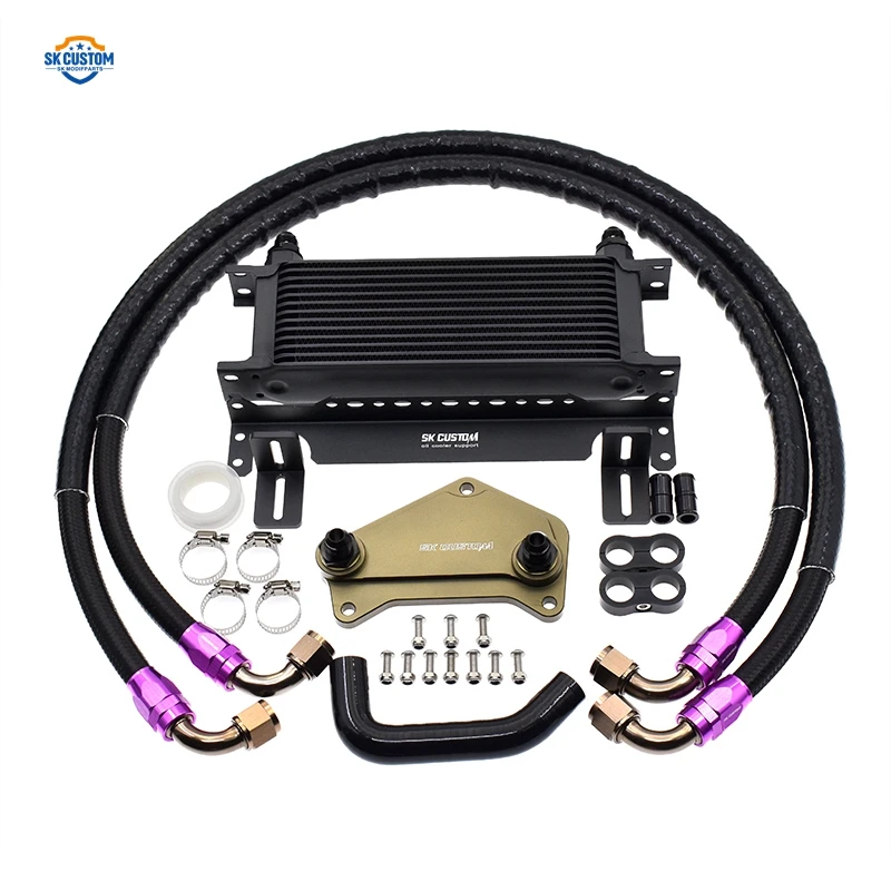MSOil Cooler Kit for VW Audi Transmission Oil Cooler 13 Rows AN8 Nylon Hose Kit