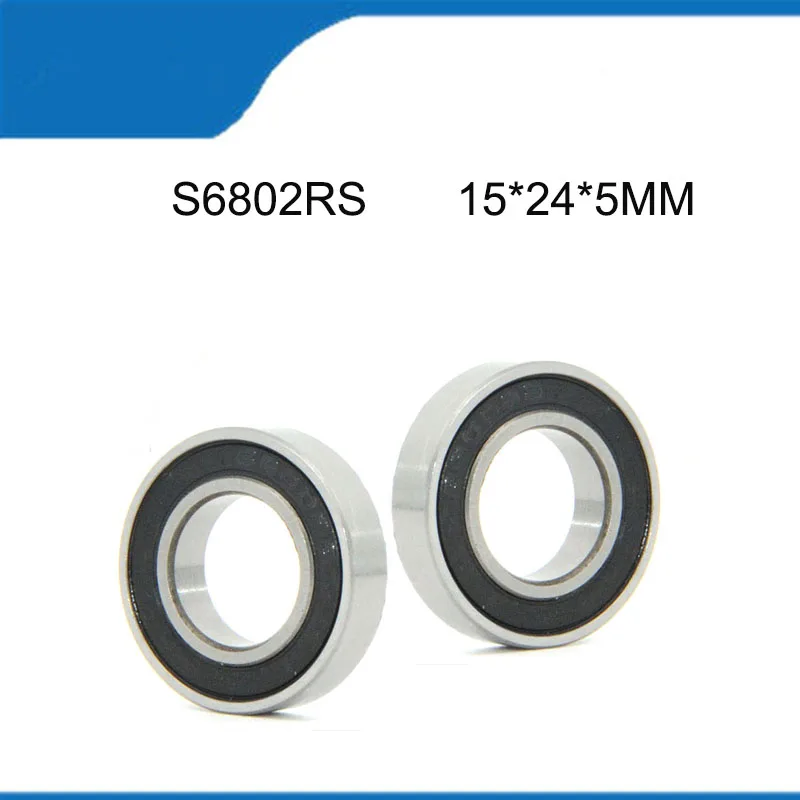 S6802RS (15*24*5MM) 10PCS Sell Hot High Quality Corrosion Resist Stainless Sealed Deep Groove Ball Bearing Shaft (ABEC-5)