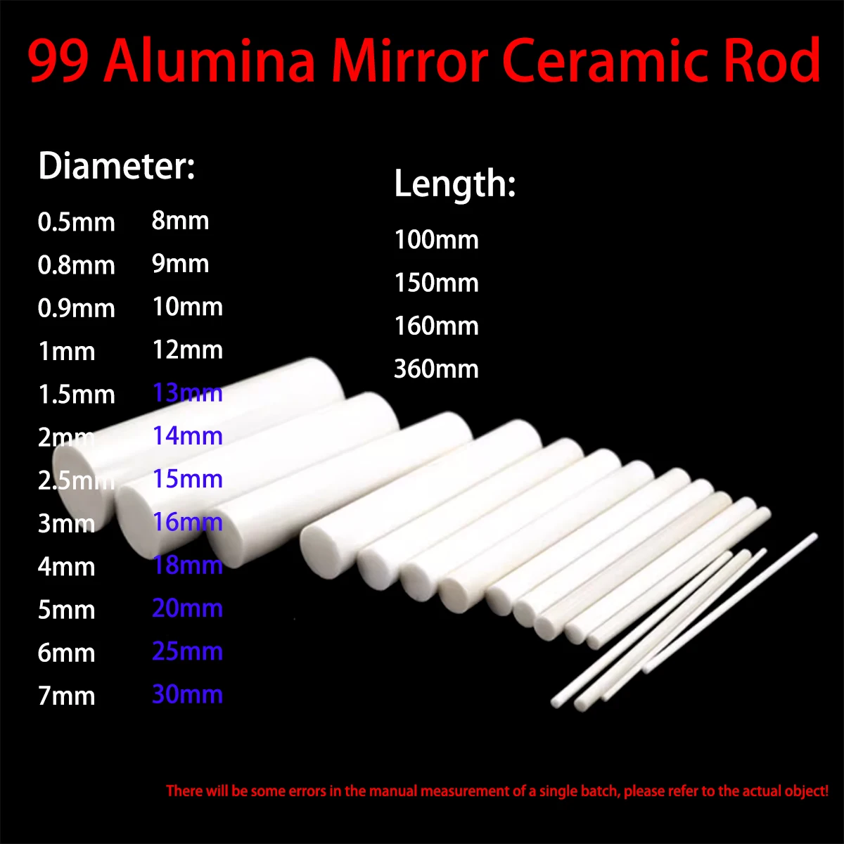 99 Alumina Mirror Ceramic Rod, Insulated, Wear-Resistant, High-Temperature Resistant Corundum Rod, Stirring Rod