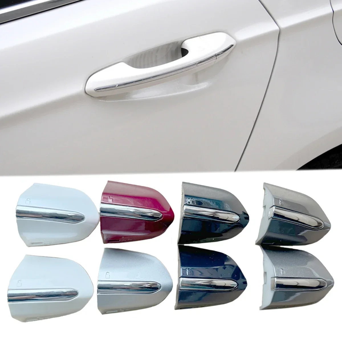 

x1 Exterior Front Driver Left Door Lock Handle Chrome Bezel Cover End Trim for Ford Fusion Mondeo MK5 2015-2020 Edge MK2 Taurus