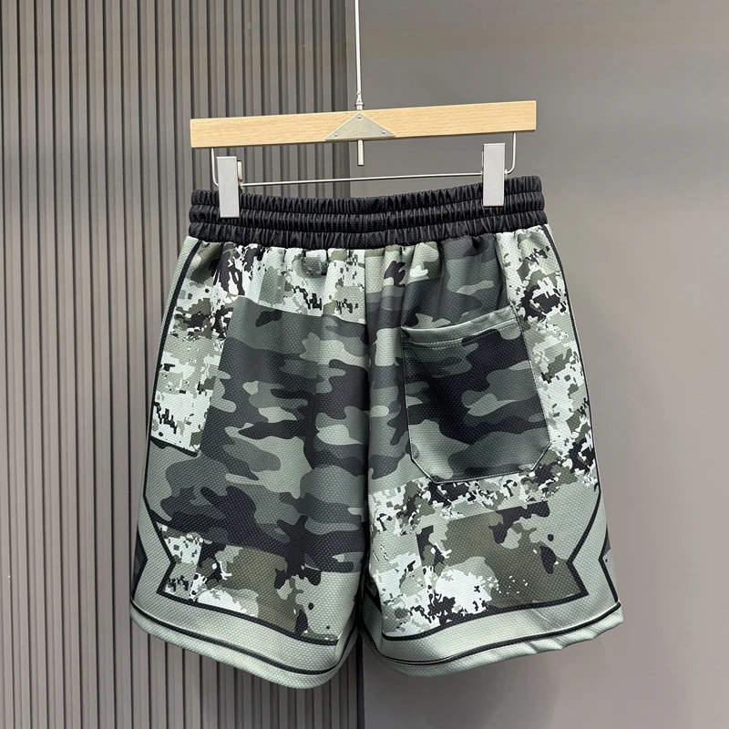 

Mesh Quick Dry Camouflage Green Print Basketball Shorts Shortpants Jorts Men Women Loose Drawstring Sports Short Pants Breeches