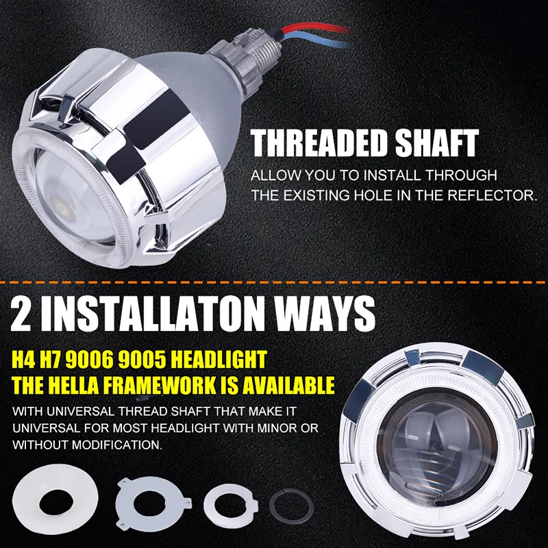 2.5 ''ثنائية جهاز عرض LED H4 مرحبا/لو شعاع العدسات 6000K مشرق الأبيض H7 H1 9005 9006 ضوء المصباح 5600 واط ل اكسسوارات السيارات KQ