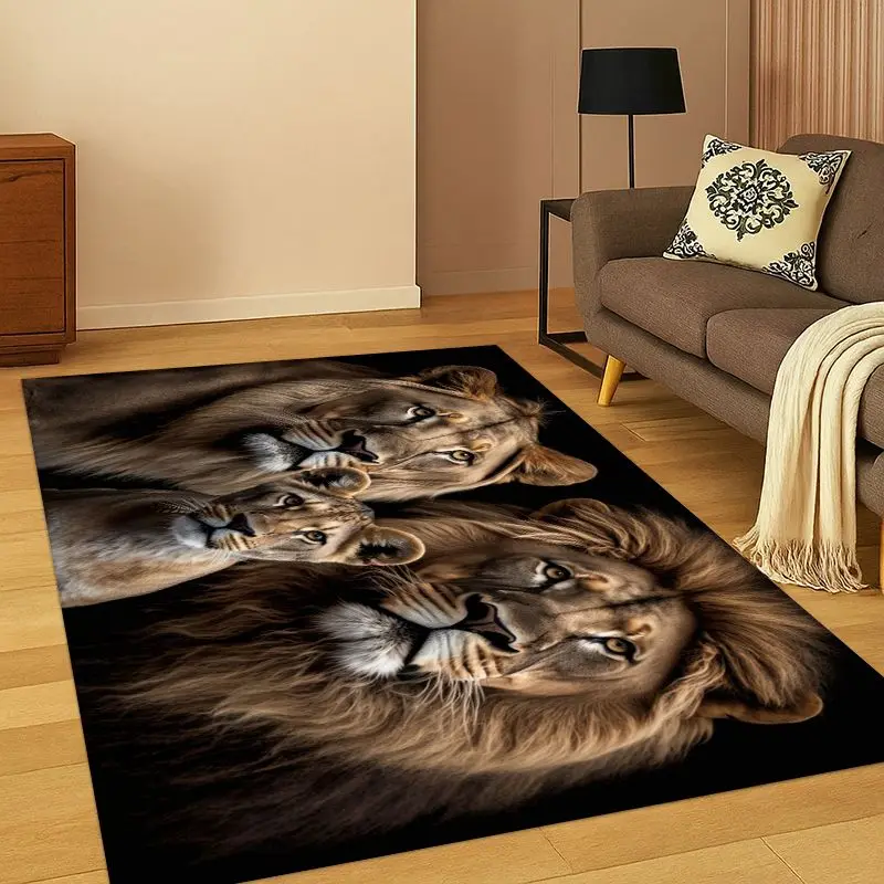 Lion Beast Animal Wildlife Cartoon Carpet Rug for Bedroom Living Room Sofa Playroom Doormat Home Decor, Area Rug Non-slip