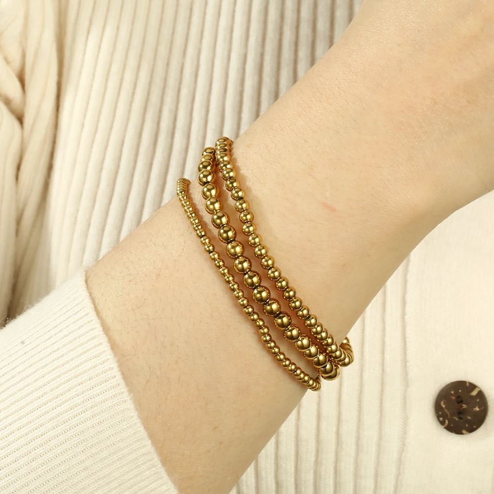 

Joya Love Stretch Stainless Steel Handmade Beaded Bracelets for Women Stacked Metal Ball Chain Bracelet Set Jewelry Gifts