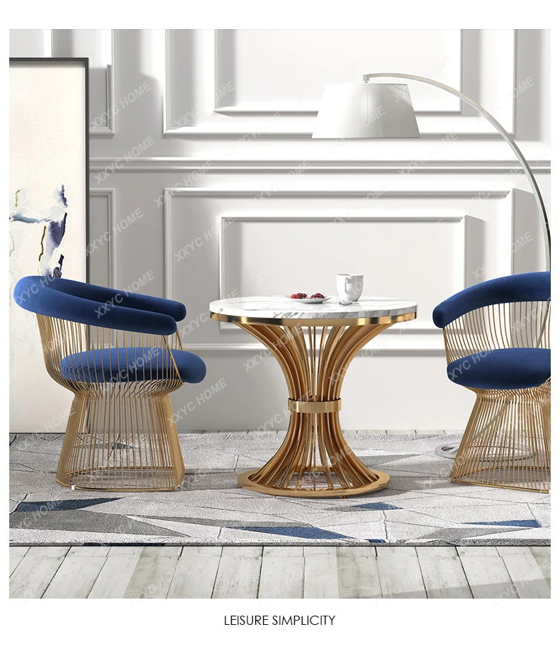 light luxury negotiation chair gold-plated modern simple armchair single sofa casual leather back chair