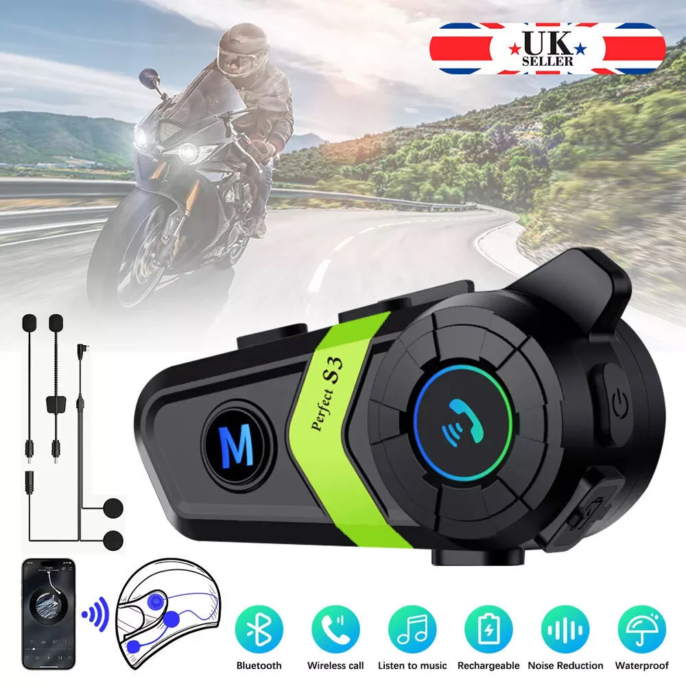 Bluetooth 5.3 Motorcycle Helmet Headset Wireless Motorbike Headphone UK 2024