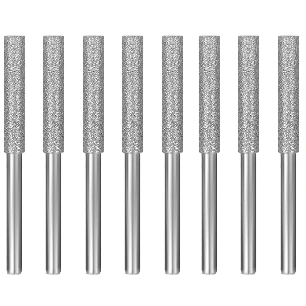 

6 в 1, цилиндрические заусенцы с алмазным покрытием, 4/4,8 мм, точилка для бензопилы, каменный напильник, заточка цепи, наборы шлифовальных инструментов для резьбы