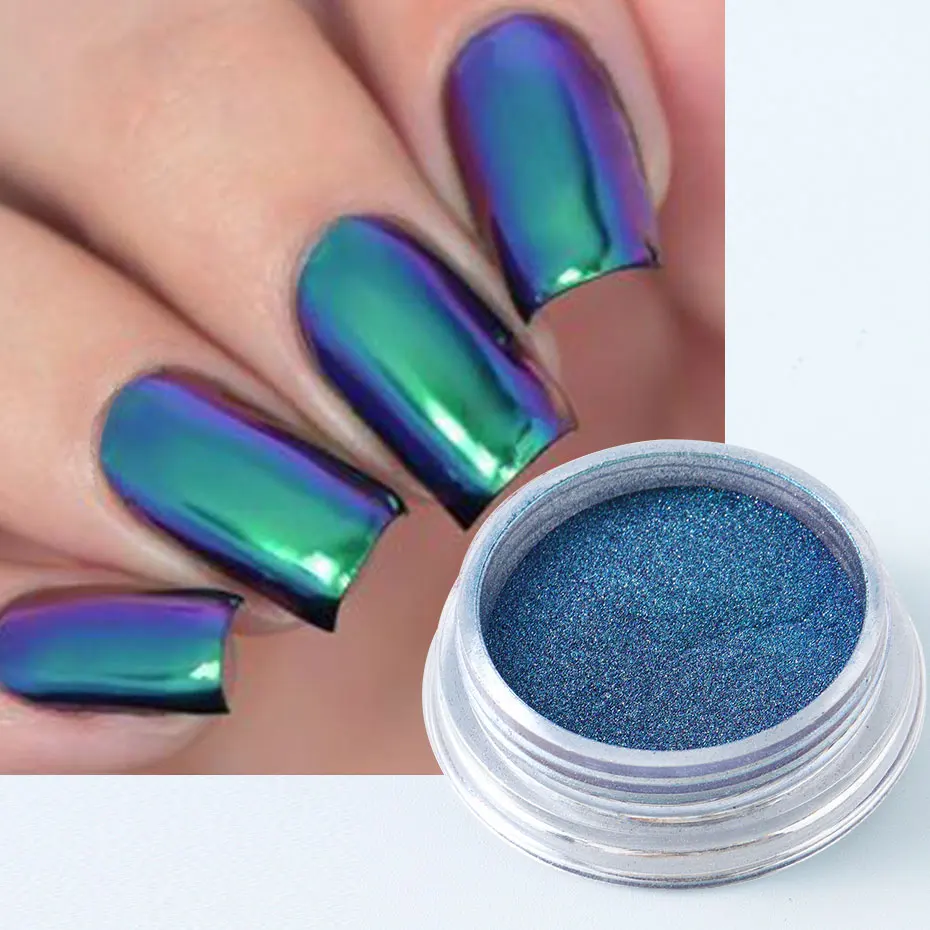 1 caixa de pó de glitter para nail art, espelho, brilhante, olho de gato, magnético, efeito metálico, pó de cromo, diy, manicure decoração