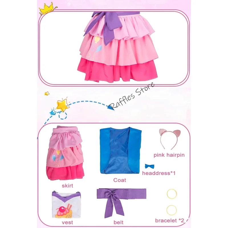 Disfraz de Cosplay humano My Girls Women Little Pony Pinkie Pie, disfraz de Carnaval de Halloween rosa para mujer, talla personalizada para niños; 2'k, 8