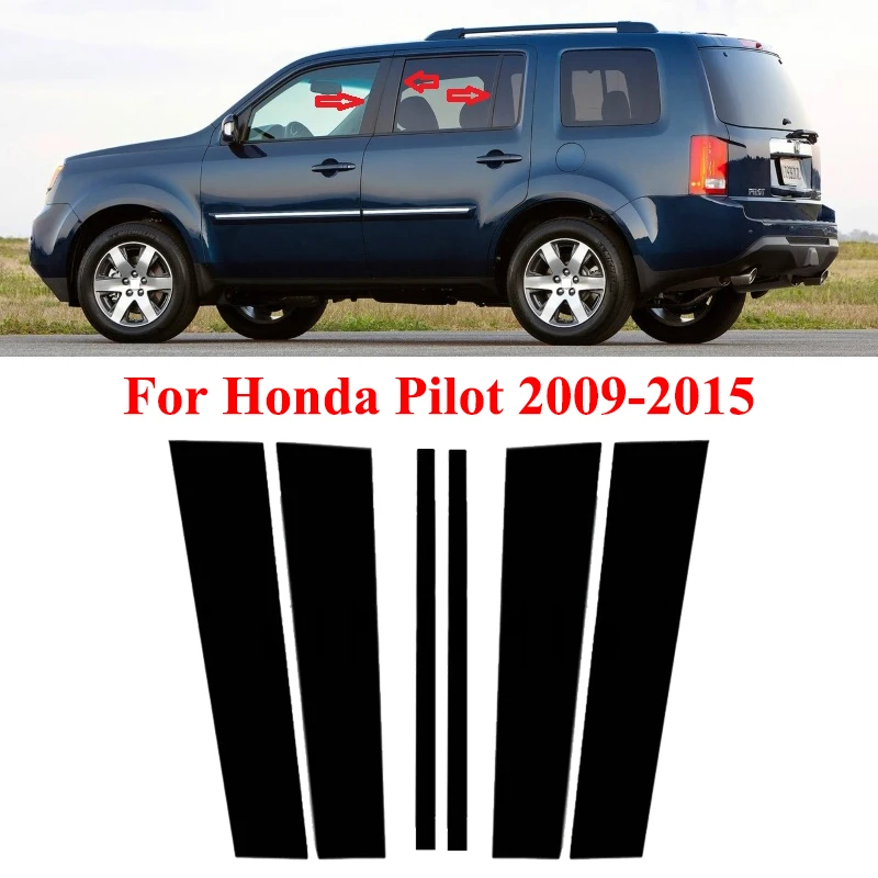 Polished Pillar Posts Window Trim Cover BC Column Sticker For Honda Pilot 2009-2015 Auto Decoration Modification Accessories