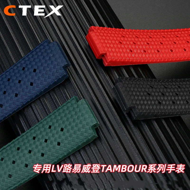 Rubber watchband For LV Watch Raised Mouth for Louis Vuitton Tambour Series Q1121 Dedicated band Men Women Q114k Watch Strap