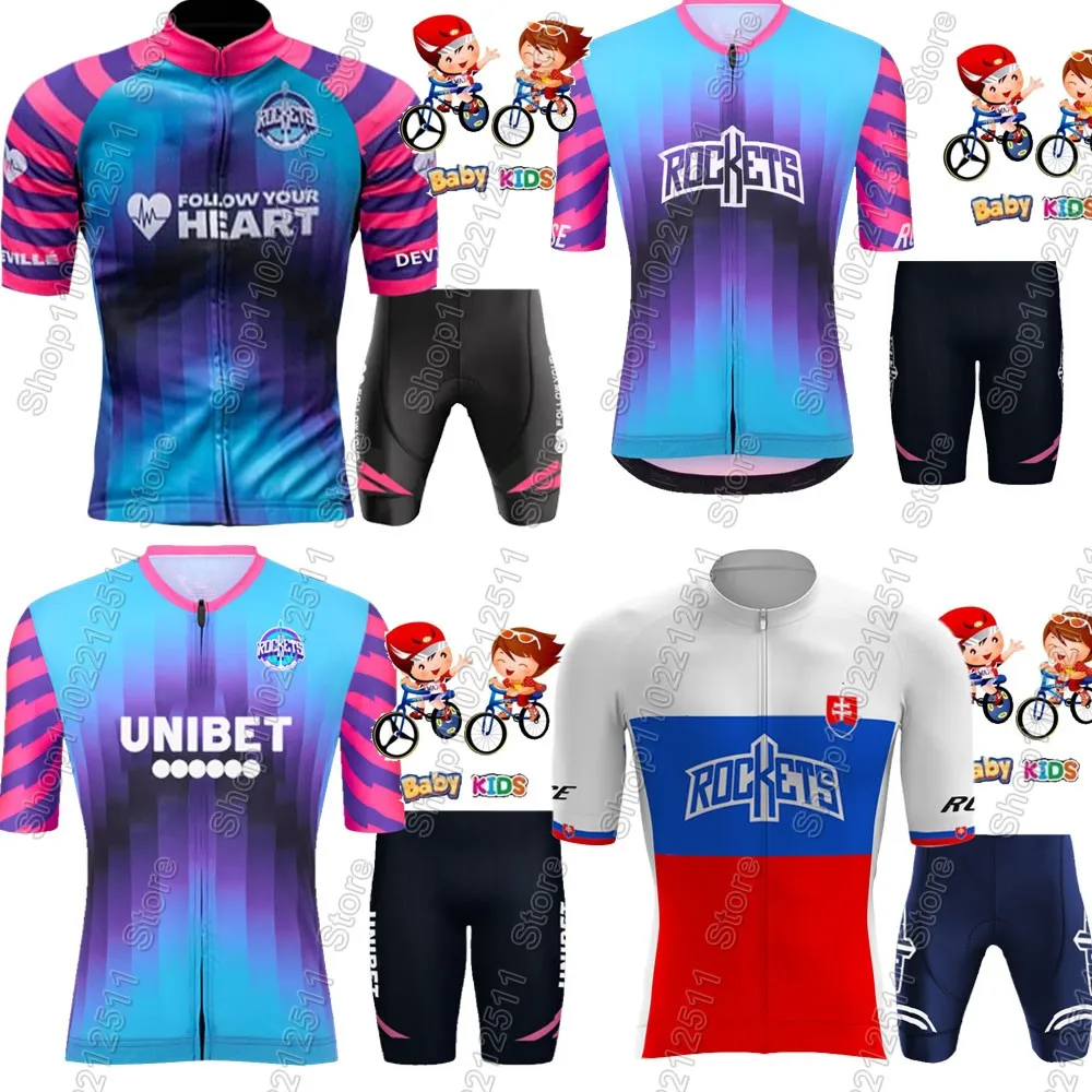 2026 Kids Unibet Tietema Rockets Wielertrui Set Zomer Jongens Meisjes Fietsen Kleding Racefiets Shirts Pak Fiets Broek MTB - afbeelding 2