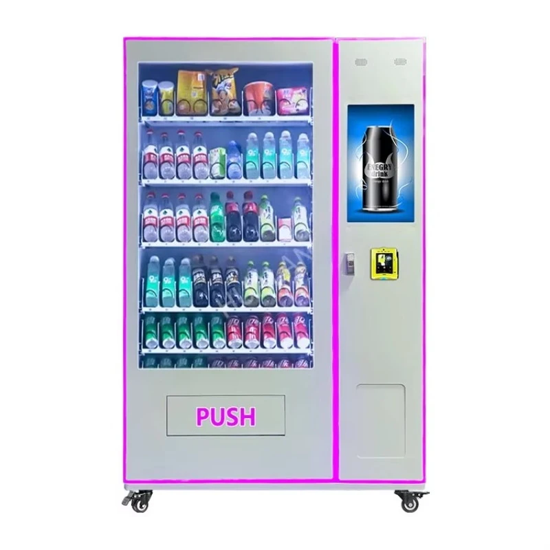 FOODLINE Customized 24 Hours Self-Service Mixed Drinks Vending Machine Coin&Bill&Credit Card Operated Vending Machine