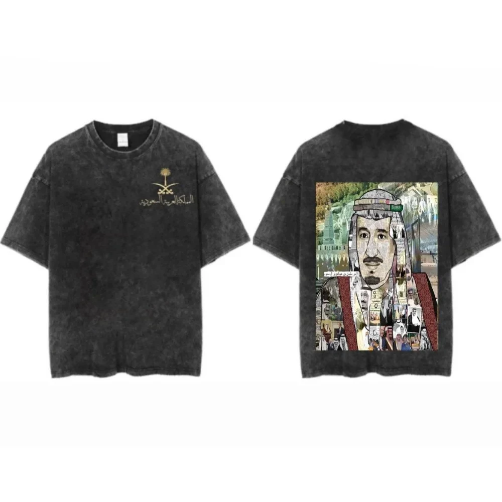 تي شيرت مغسول المملكة العربية السعودية بأكمام قصيرة للرجال أمريكي ريترو ستريت صيفي جديد ملابس الشارع للرجال والنساء #3