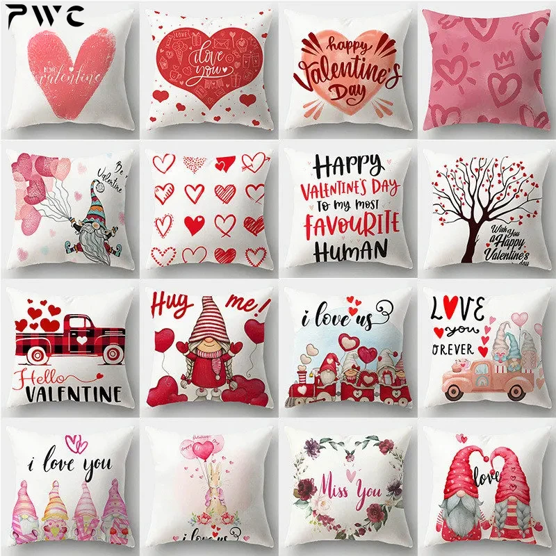 

New Design Valentine's Day Pillow Covers Love Heart Printing Sofa Pillow Cushion Covers 45x45cm Polyester Pillowcase Home Decor