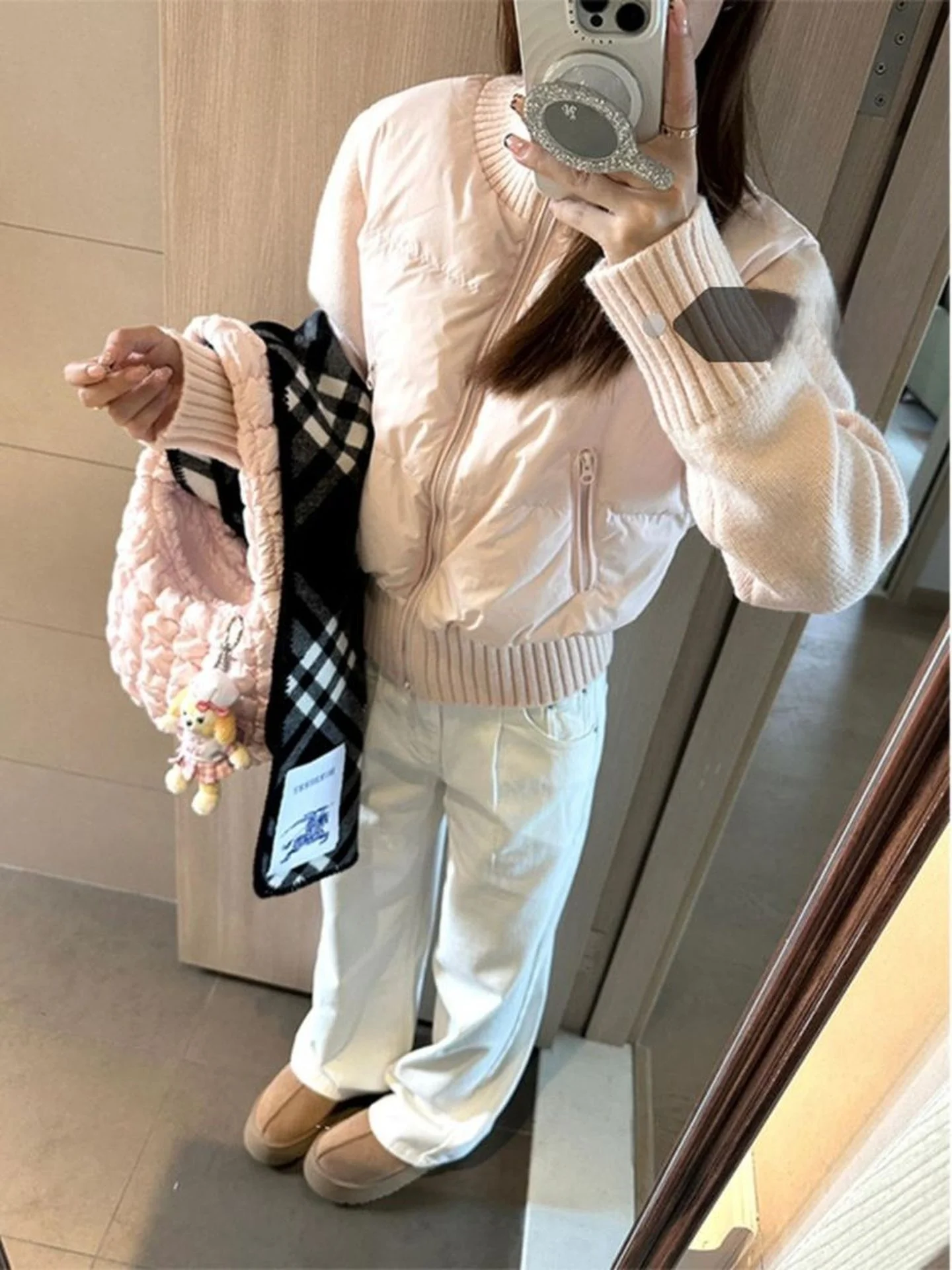 

Новая женская зимняя куртка большого размера из хлопка с вязаными вставками и высоким воротником, теплая, объемная, в стиле пэчворк