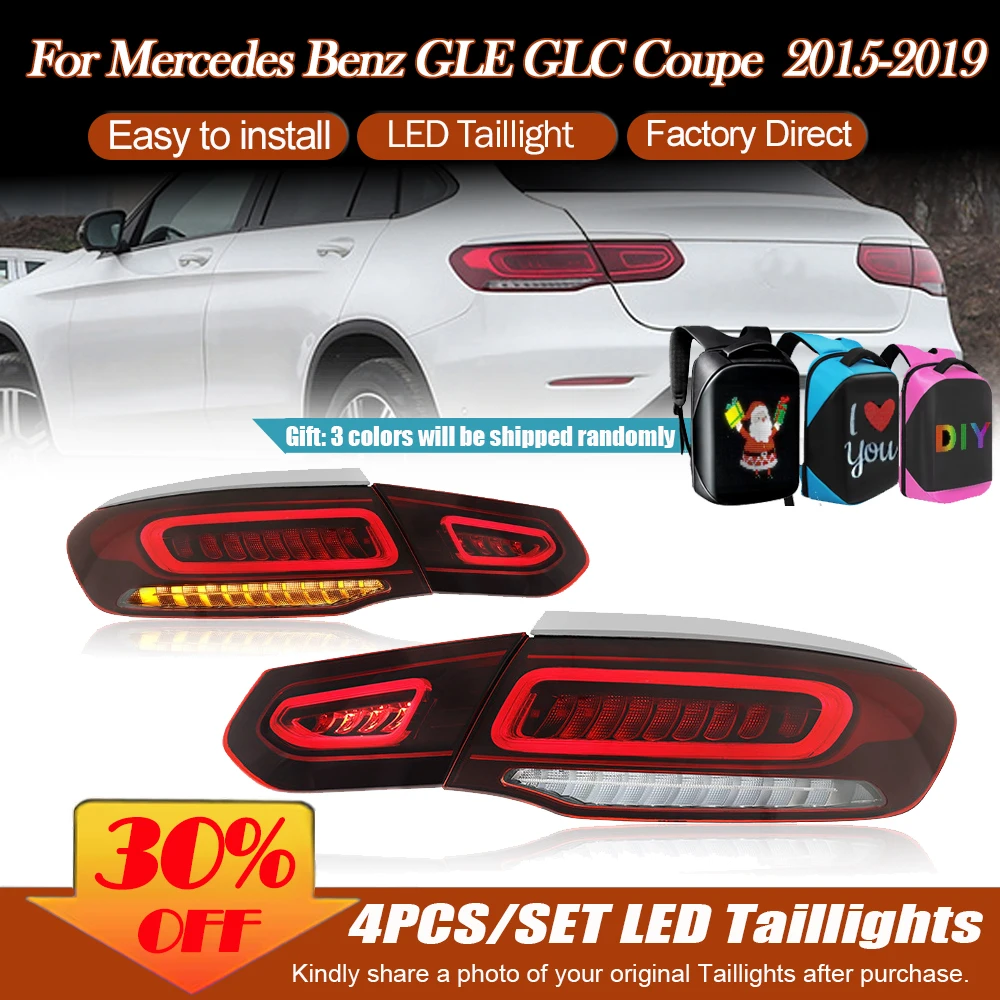 For Benz 2015-2019 GLE GLC Coupe W253 GLE Coupe W292 Auto Taillight Assembly Upgrade Car LED Newest Design Back Lamp Accessories