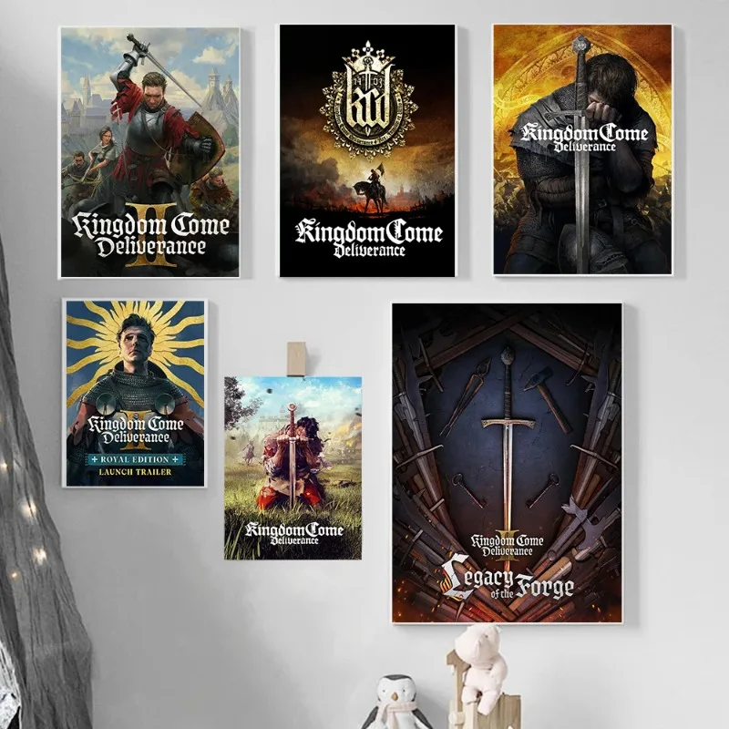 Medieval Knight Vintage Video Game Poster Premium Art Print Aesthetic Living Room Bedroom Wall Decor Man Cave Cool Gift Gamer