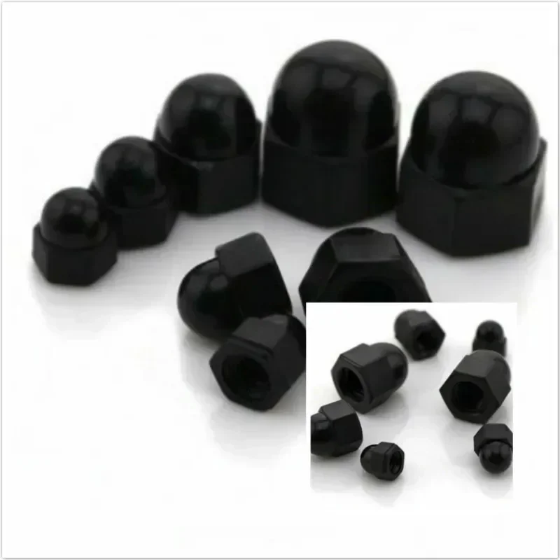 25pcs/bag Whit/Black/Silver Nylon/Nickel Cap Nuts Decorative Cover Semicircle Acorn Nut  M3 M4 M5 M6 M8 M10 M12